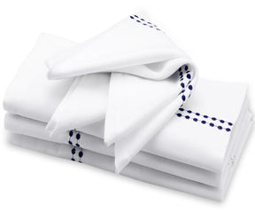 Elegant Cotton Napkins with Blue Embroidery for Dining Table