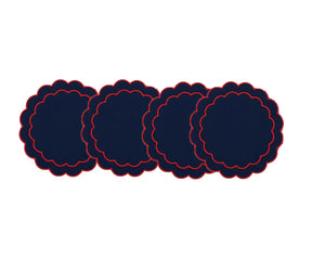 Scalloped round cotton placemat designed to add a refined touch to the dining table