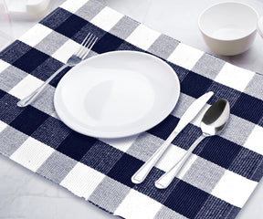Set of 4 buffalo plaid placemats for a cohesive and stylish dining experience.