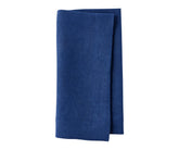 Navy linen napkins on a spring-themed table