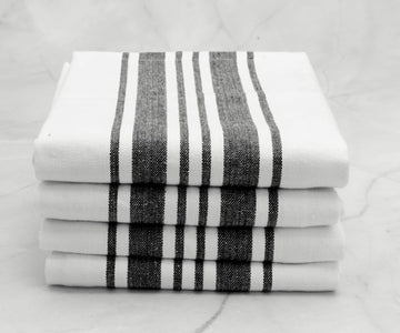 Cotton Dish Towels, Kitchen Dish Towels, Black Dish Towels French, Stripe  Dish Towels, Black Striped Cotton Kitchen Towel, Black Linen Kitchen Towel