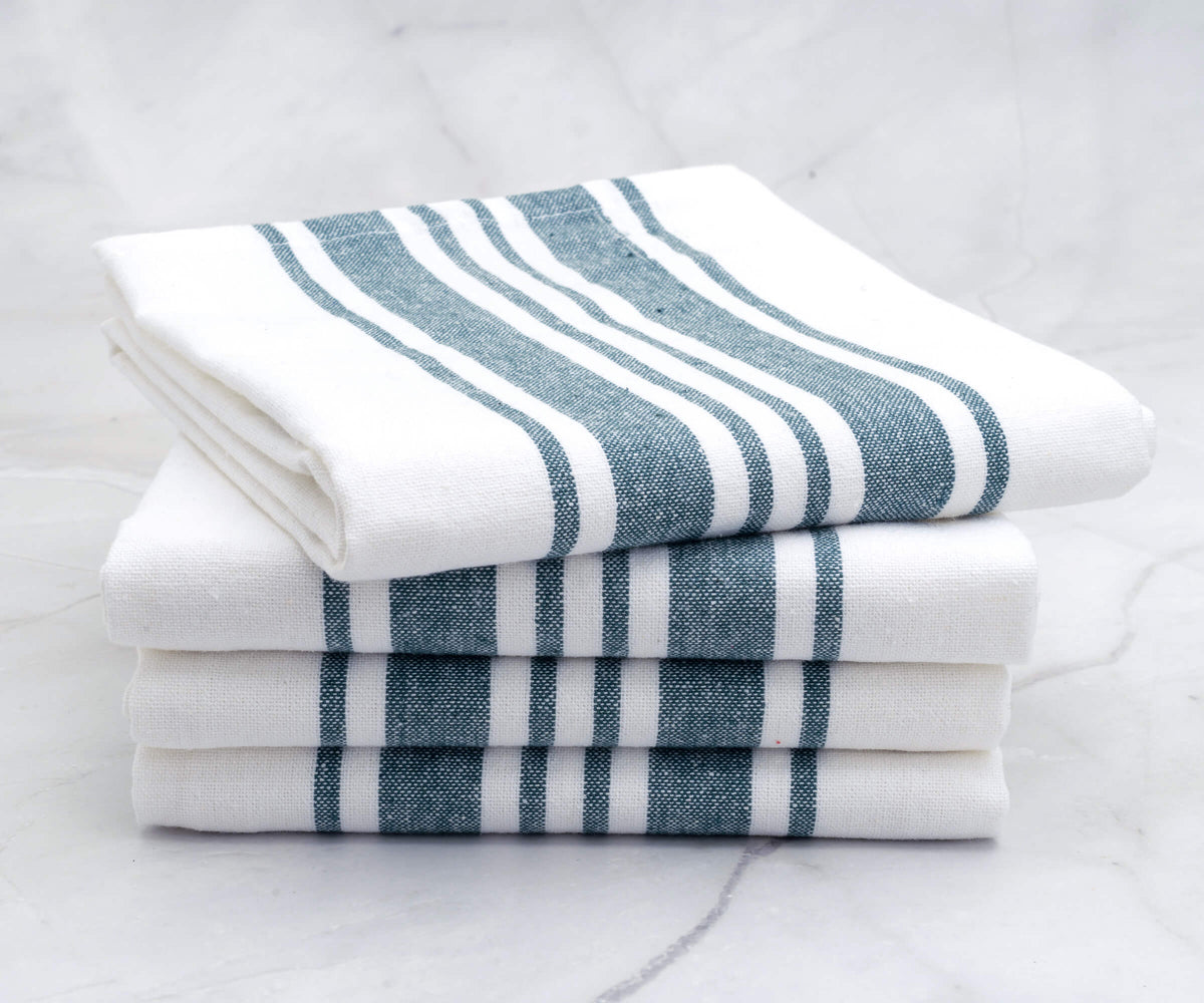 striped cotton dish towels, kitchen striped towels, striped dish cloths, farmhouse dish towels for kitchen, green dishtowles 