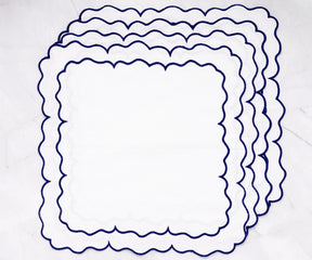 Blue Linen napkins with a unique edge design for a stylish touch.