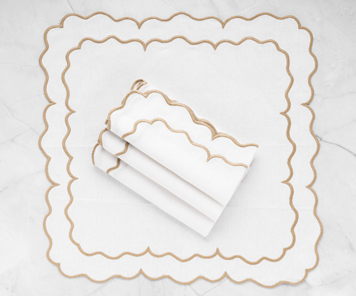 Scallop Trim Napkins - 100% Linen