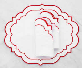 Set of 4 red placemats to add elegance to your table."