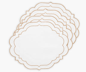 Dining table placemats in a set of 6 beige placemats for a coordinated look.