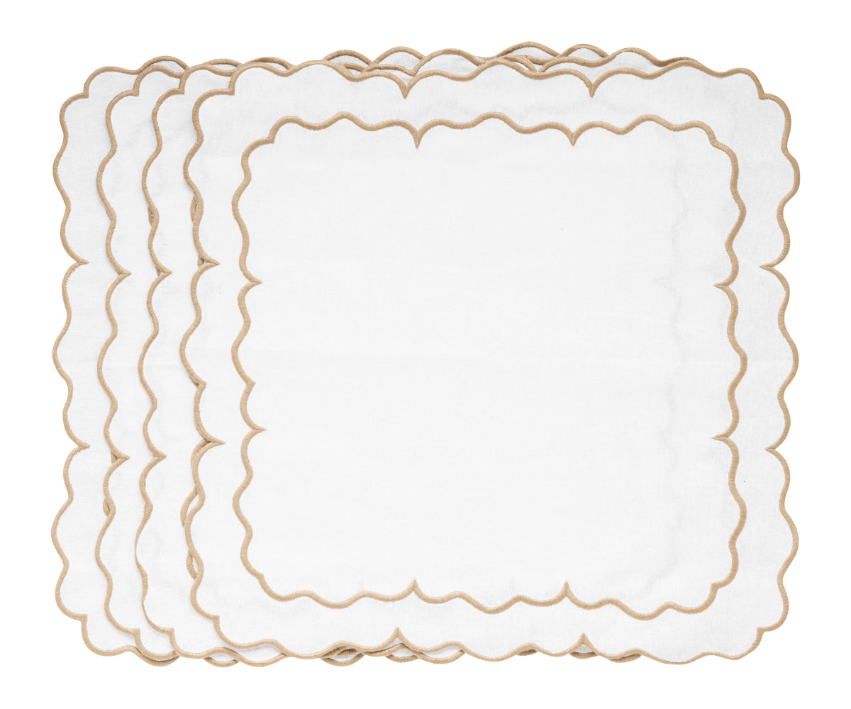 Beige Scalloped napkins featuring a charming design for a touch of elegance