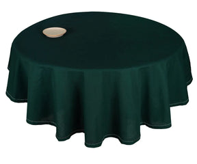 Elegant round tablecloth in green with matching napkins