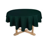 Green cotton round tablecloth with hemstitch detail