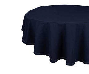 Navy blue round cotton tablecloth with hemstitched border – 63 inch