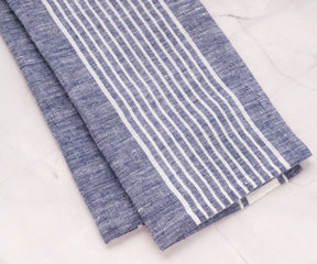 Reusable linen kitchen hand towels – blue striped 18x28 set