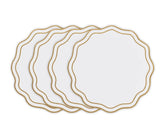 Beige round scalloped cotton placemats set of 4