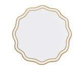 Embroidered cotton dinner placemats with scalloped edges