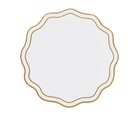 Embroidered cotton dinner placemats with scalloped edges