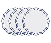 Navy round scalloped cotton placemats set of 4