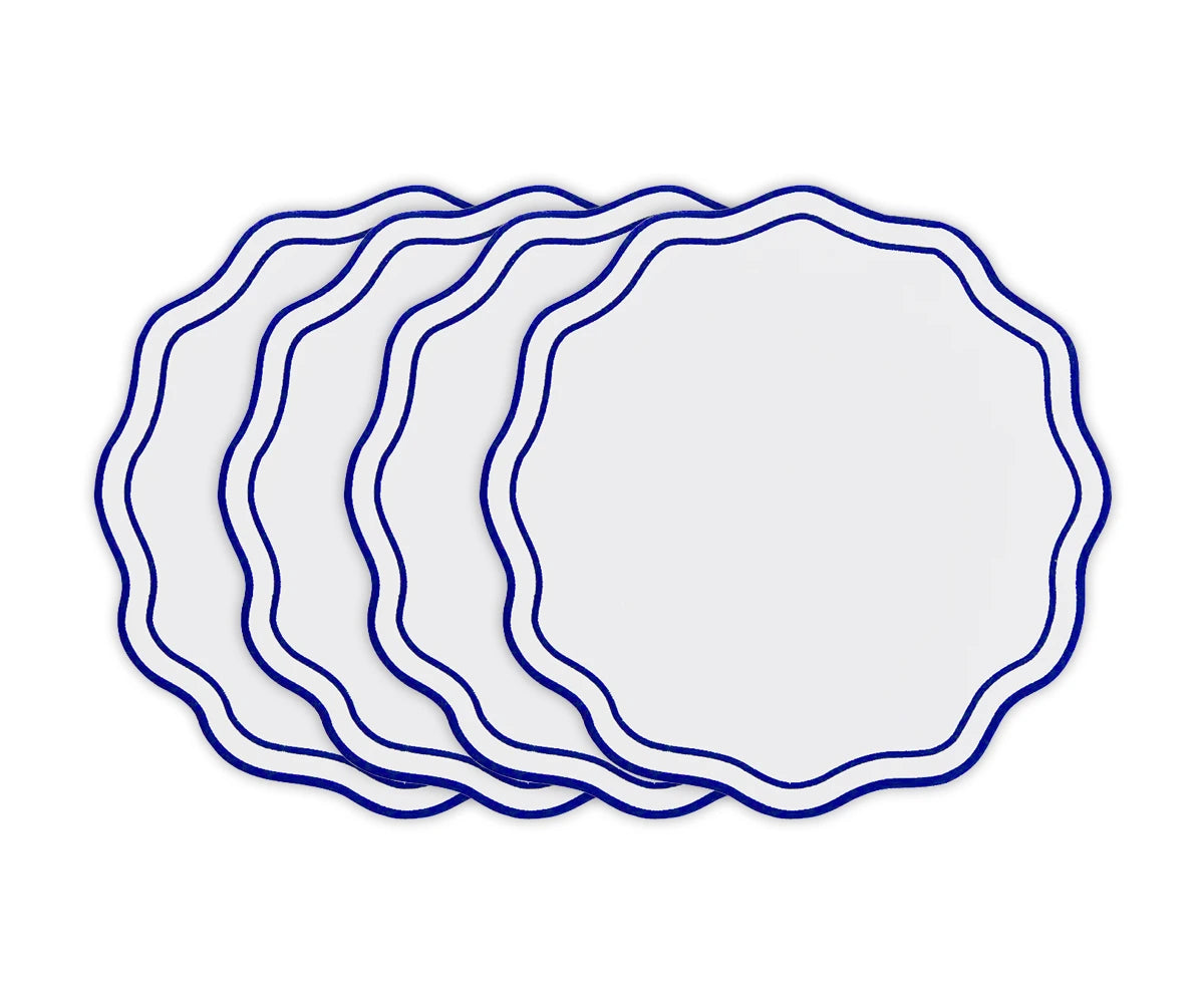 Scalloped cotton placemats with he-stitched edge detail