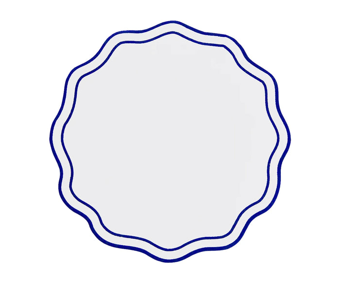 Set of 4 blue round placemats for kitchen or dining table