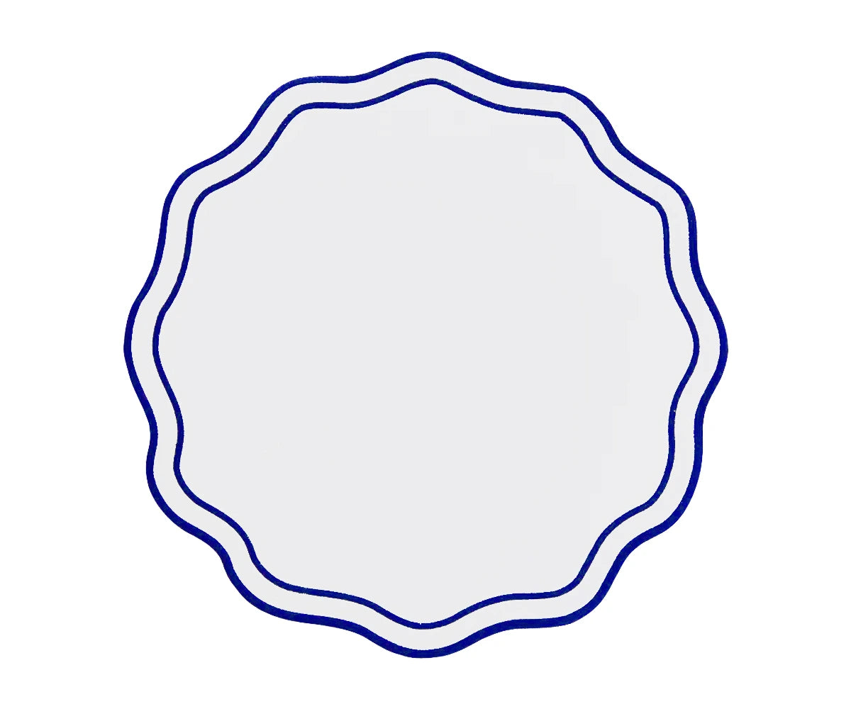 Set of 4 blue round placemats for kitchen or dining table