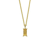 Citrine birthstone necklace with rectangle pendant in gold plating