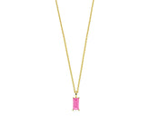 Pink Tourmaline Necklace with baguette-cut gemstone in 14K gold plating