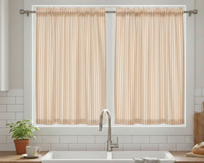 farmhouse orange curtain set for cozy kitchen styling