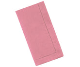 A light pink linen napkin with a classic hemstitch pattern.