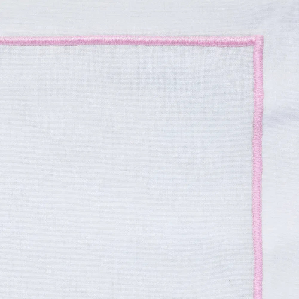 Elegant pastel pink cloth napkins with delicate embroidery, reusable 100 cotton napkins for family dinners, events, and special occasions, available in sets of 4 to 24
