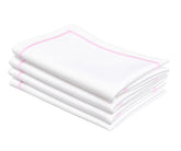 Pastel pink cotton embroidered dinner napkins, 100% cotton cloth napkins available in multiple sizes and bulk sets for weddings, restaurants, and everyday dining
