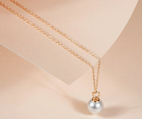Freshwater pearl pendant necklace gift for her elegant June birthstone jewelry on neutral background