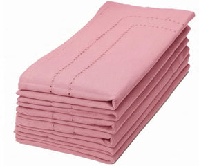 Peony-colored cloth napkin featuring a soft 100% cotton feel and delicate double hemstitch detailing