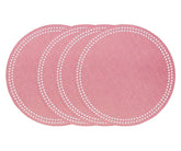 Round Peony embroidered cotton placemat with delicate dot trim – 17-inch table decor