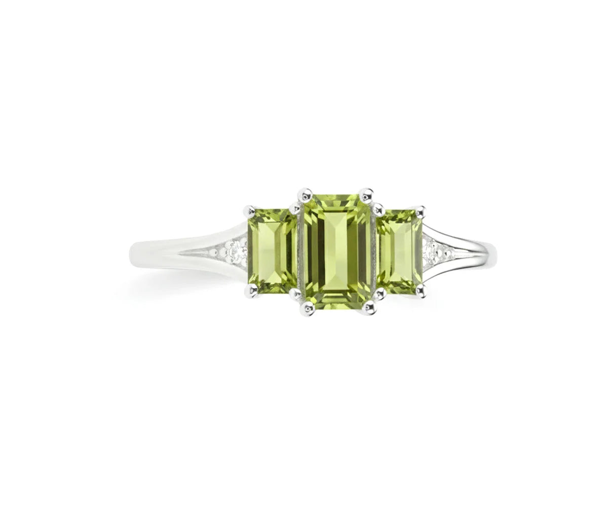 Stunning peridot ring with zircon accents for elegant fashion look