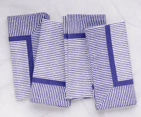 Blue striped napkins are versatile and can be paired with a variety of tableware