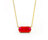 Elegant pink chalcedony necklace with gold-plated pendant and chain