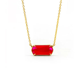 Elegant pink chalcedony necklace with gold-plated pendant and chain