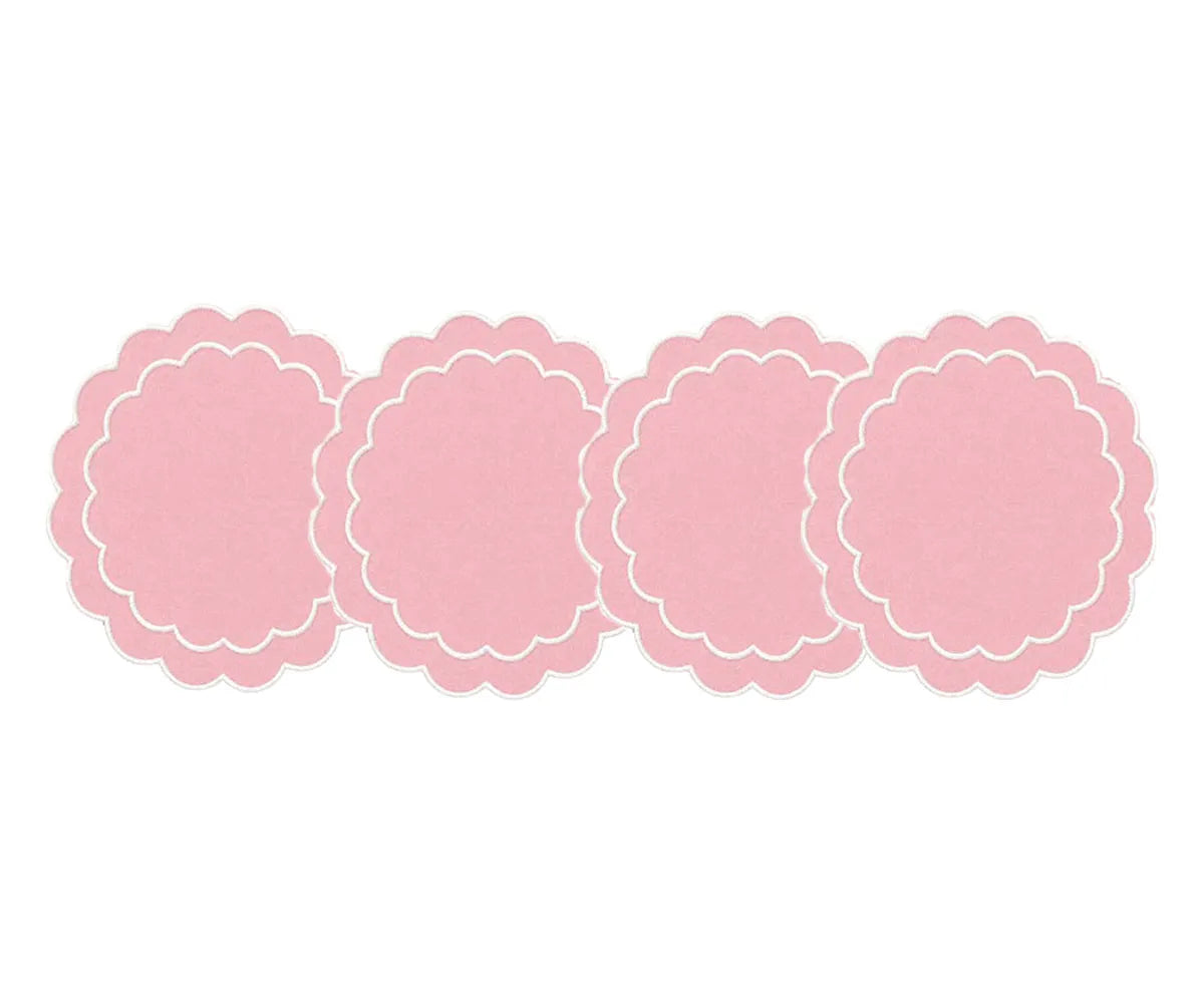 100% cotton placemats with scalloped edges and embroidery for stylish table settings