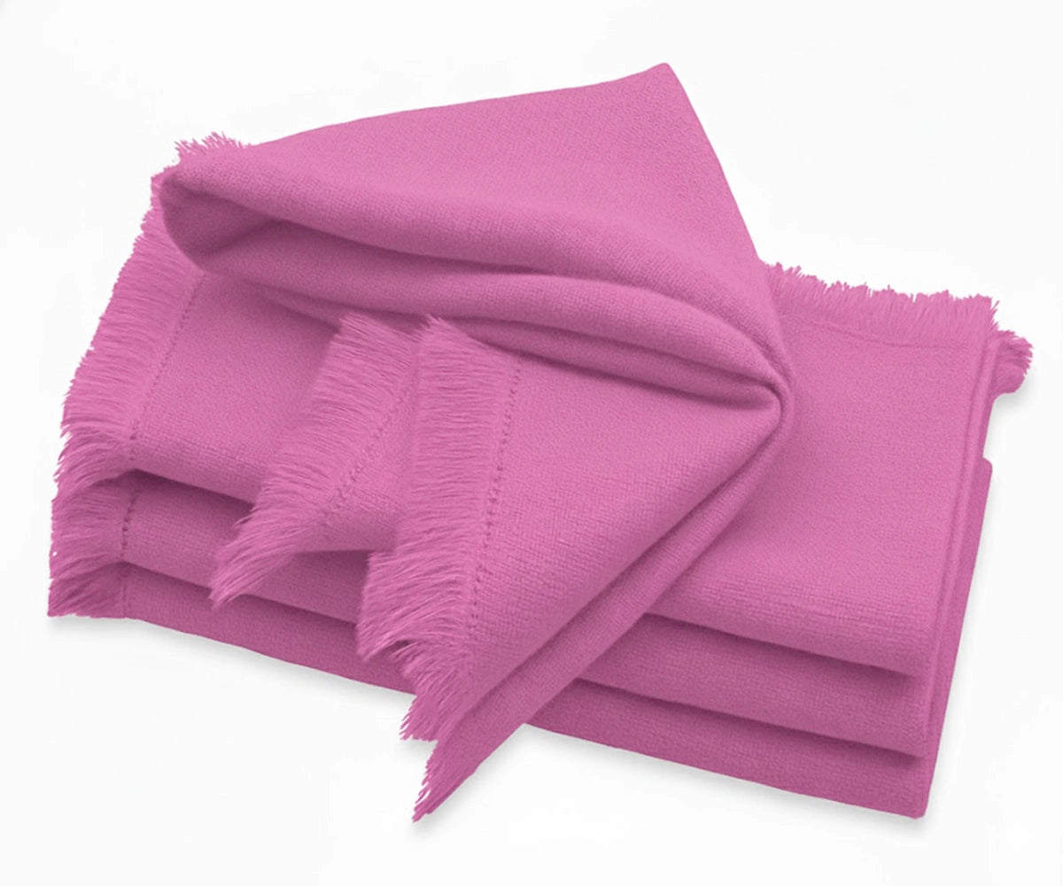 Romantic blush pink cloth napkin with fringe border for table setting