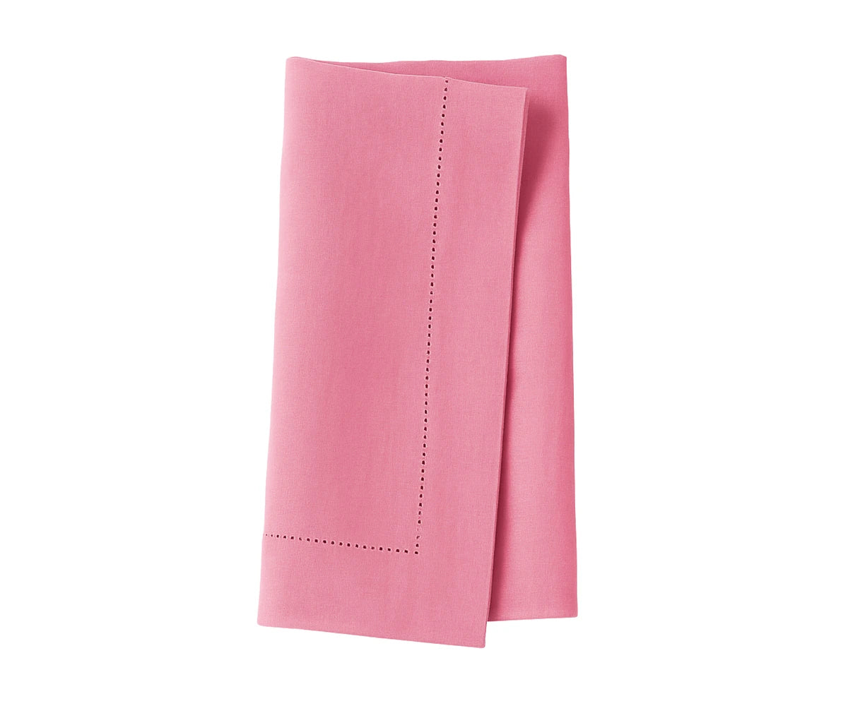 Classic pink cotton dinner napkin with a smooth texture and elegant finish.