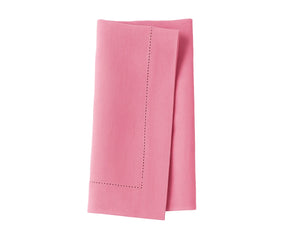 Classic pink cotton dinner napkin with a smooth texture and elegant finish.