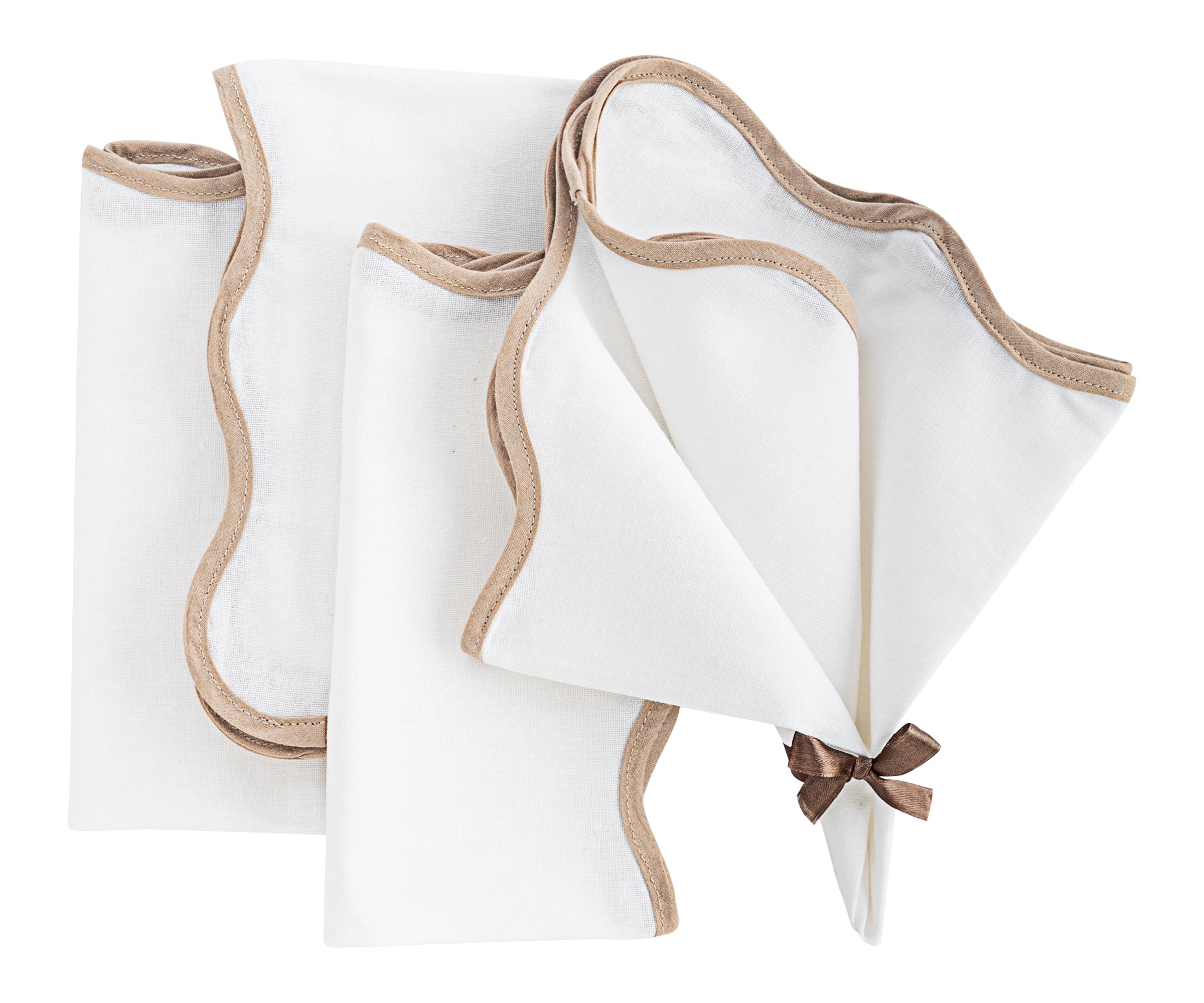 Capkins Beige Scallop Napkins - Designer Napkins | All Cotton and Linen