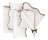 White linen napkin with a smooth finish, adding elegance to any table setting.