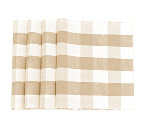 Checkered placemat with beige and cream