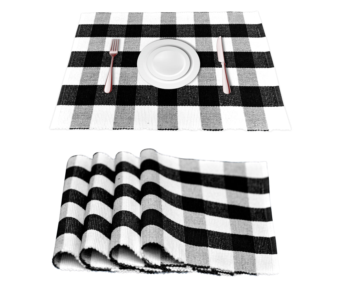 Enhance your dining setup with black, farmhouse, and buffalo plaid placemats, perfect for a touch of style