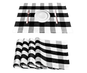 Enhance your dining setup with black, farmhouse, and buffalo plaid placemats, perfect for a touch of style