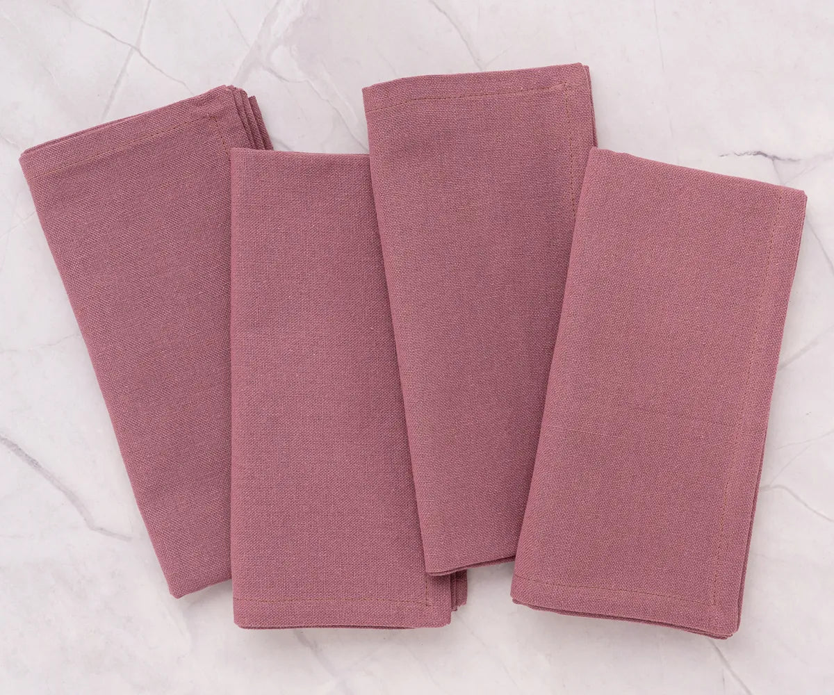 Soft and reusable dusty red cotton cloth napkins