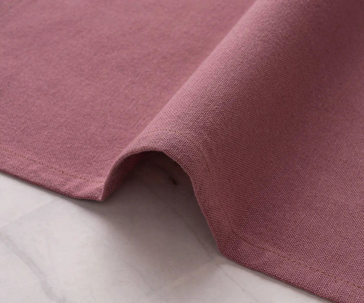 Dusty red cotton napkins in sizes 18 x 18, 20 x 20, 22 x 22 inches