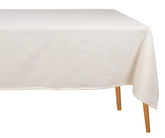 Ivory rectangular cotton tablecloth made from 100% soft and durable cotton, offering an elegant and simple design perfect for dining tables, weddings, or restaurant settings.