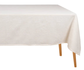 Ivory rectangular cotton tablecloth made from 100% soft and durable cotton, offering an elegant and simple design perfect for dining tables, weddings, or restaurant settings.