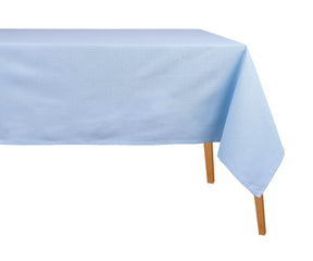 Light blue cotton rectangle tablecloth with classic border for dining table