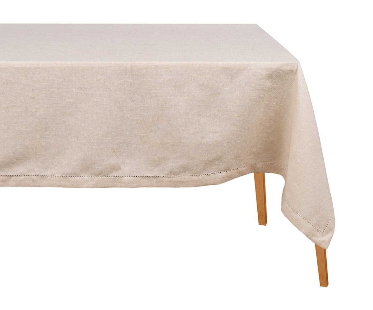 Natural cotton hemstitched tablecloth for dining table – casual cotton table linens
